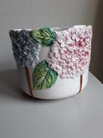 Vintage bloempot met hortensia's, Antiek en Kunst, Antiek | Keramiek en Aardewerk, Ophalen of Verzenden
