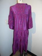 Sissel Edelbo zijde jurk langer model paars groen motief M/L, Kleding | Dames, Jurken, Verzenden, Paars, Maat 42/44 (L), Sissel Edelbo