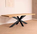 Houten eettafel met 4 stoelen - Cognac & Antraciet, Ophalen, 50 tot 100 cm, Zo goed als nieuw, 150 tot 200 cm