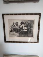 Zwetsende boeren ets door Nico van der Jagt, Antiek en Kunst, Ophalen of Verzenden