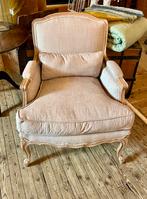 Stijlvolle landelijke fauteuil nieuw beige zand linnen kleur, Ophalen of Verzenden, Zo goed als nieuw
