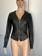 H977 Echt-lams-leren jasje maat 36=S blazer colbert zwart