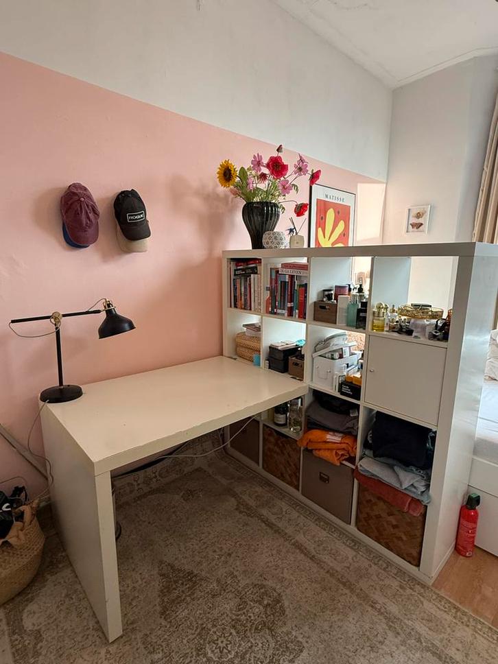 Ikea Bureau Wit met Kallax Kast, Huis en Inrichting, Bureaus, Gebruikt, Bureau, Ophalen