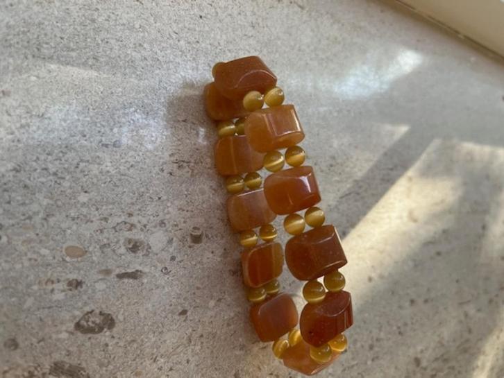 Armband van Oranje Aragoniet, Sieraden, Tassen en Uiterlijk, Armbanden, Nieuw, Overige materialen, Oranje, Met bedels of kralen