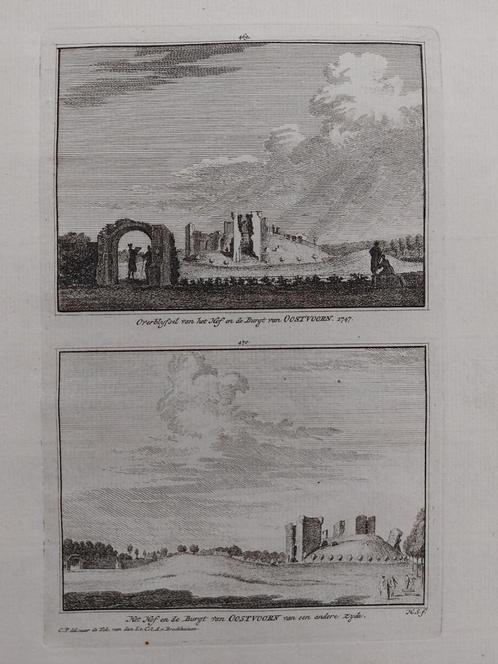 469-470 / Hof en de Burgt van Oostvoorn Gravure H. Spilman, Antiek en Kunst, Kunst | Etsen en Gravures, Ophalen of Verzenden