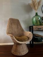 Prachtige mid century rotan loungestoel in boho retro stijl, Huis en Inrichting, Fauteuils, Ophalen, 50 tot 75 cm