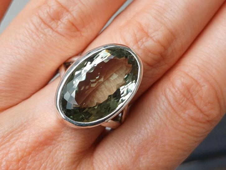 Vanoli 925 zilveren ring met groene amethist maat 19,75, Sieraden, Tassen en Uiterlijk, Ringen, Nieuw, Dame, 19 tot 20, Groen