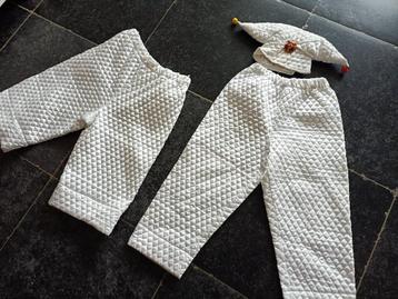 Carnavals broek wit met clowns hoedje  beschikbaar voor biedingen