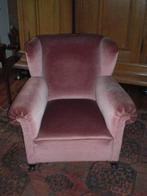 Antieke fauteuil oud roze opnieuw gestoffeerd Queen Anne, Ophalen