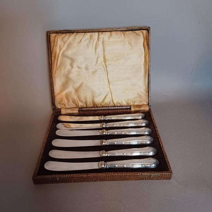 6 verzilverde boter mesjes - EPNS Engels bestek, Antiek en Kunst, Antiek | Bestek, Ophalen of Verzenden