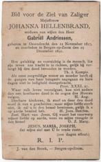 Johanna Hellenbrand 1817 Ossendrecht + 1891 Bergen op Zoom, Verzamelen, Bidprentjes en Rouwkaarten, Verzenden
