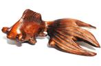 Houten Netsuke van een sluierstaart Goudvis, Verzamelen, Ophalen of Verzenden, Nieuw, Overige soorten, Beeldje of Figuurtje