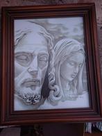 Tekening Jezus & Maria - Bullet BG - Ingelijst, Ophalen of Verzenden