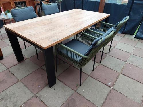 zware teakhouten eettafel, Huis en Inrichting, Tafels | Eettafels, Gebruikt, Ophalen