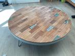 Gave salontafel sloophout, blauw accent, Huis en Inrichting, Tafels | Salontafels, Ophalen, 50 tot 100 cm, Rond, Minder dan 50 cm