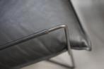 Luxe fauteuil + hocker EARL Jess Design metaal leer zwart, 75 tot 100 cm, Metaal, Zo goed als nieuw, Ophalen
