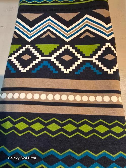 Tricot katoen groen blauw (133), Hobby en Vrije tijd, Stoffen en Lappen, Nieuw, Katoen, 120 cm of meer, Blauw, Ophalen of Verzenden