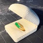 18 karaat gouden ring met jade steen, Sieraden, Tassen en Uiterlijk, Ringen, 19 tot 20, Heer, Ophalen of Verzenden, Zo goed als nieuw