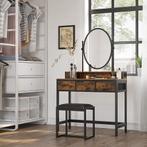 Kaptafel met kruk, make-uptafel met ovale spi-90 x 40 x 148, Nieuw, Minder dan 100 cm, Hout, 50 tot 100 cm
