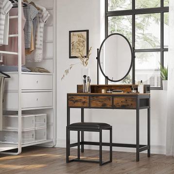 Kaptafel met kruk, make-uptafel met ovale spi-90 x 40 x 148 beschikbaar voor biedingen