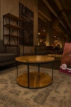 Salontafel rond Ø85 mangohout/Metaal Direct/Leverbaar E-7248