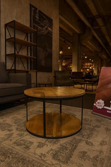 Salontafel rond Ø85 mangohout/Metaal Direct/Leverbaar E-7248 beschikbaar voor biedingen