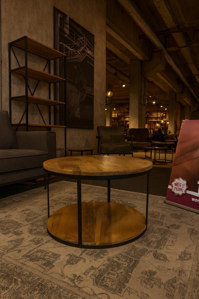 Salontafel rond Ø85 mangohout/Metaal Direct/Leverbaar E-7248, Huis en Inrichting, Tafels | Salontafels, Nieuw, 50 tot 75 cm, 50 tot 100 cm