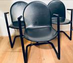 - set van 3 Avant  zwart leren eetkamerstoelen, Huis en Inrichting, Stoelen, Gebruikt, Drie, Zwart, Leer