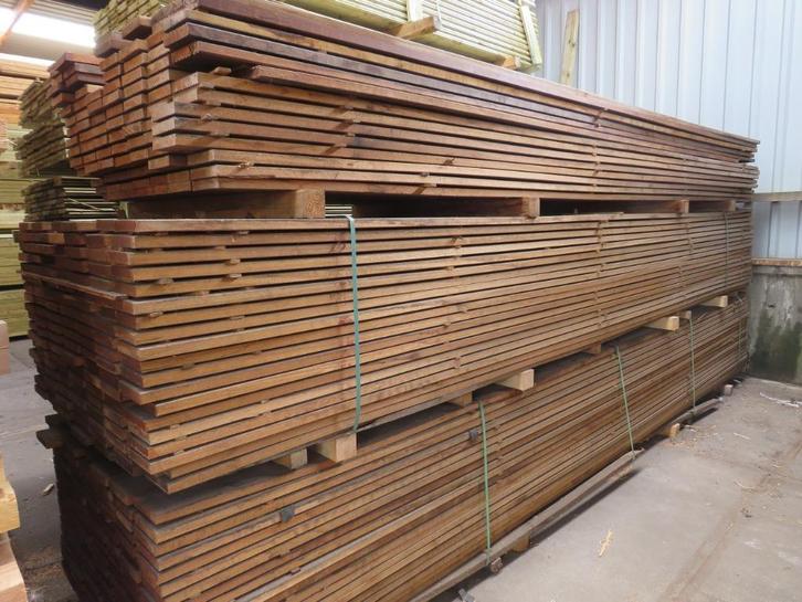 Bankirai hardhouten vlonderdelen 28mm dik, Scherp geprijsd!, Tuin en Terras, Palen, Balken en Planken, Nieuw, Planken, 250 cm of meer