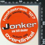 Sticker: Jonker - Uw hi-fi-dealer - Overdinkel, Ophalen of Verzenden, Zo goed als nieuw, Bedrijf of Vereniging