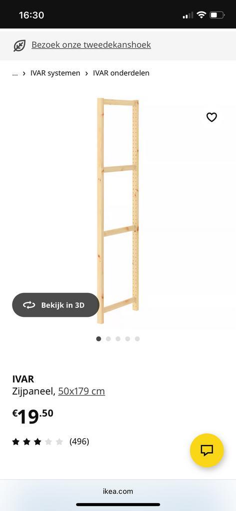 Twee zijpanelen Ivar Ikea, Huis en Inrichting, Kasten | Stellingkasten, Zo goed als nieuw, Ophalen