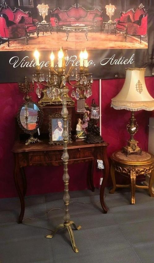 Kristallen staande lamp kroonluchter barok antiek 5 arms, Huis en Inrichting, Lampen | Vloerlampen, Gebruikt, Minder dan 100 cm