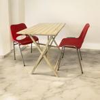 Vintage bistro tafel opklapbaar hout, hoogte verstelbaar, Tuin en Terras, Tuintafels, Ophalen, Gebruikt, Rond, Nb