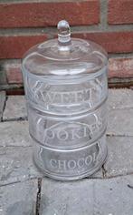 Te koop 3 glazen  etages schalen 20 cm hoog 12 cm doorsnee, Huis en Inrichting, Ophalen of Verzenden, Nieuw