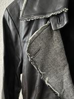 STROKE kort zwart jasje leer met stof afgezet 44 valt als 42, Verzenden, Zwart, Maat 42/44 (L), Zo goed als nieuw