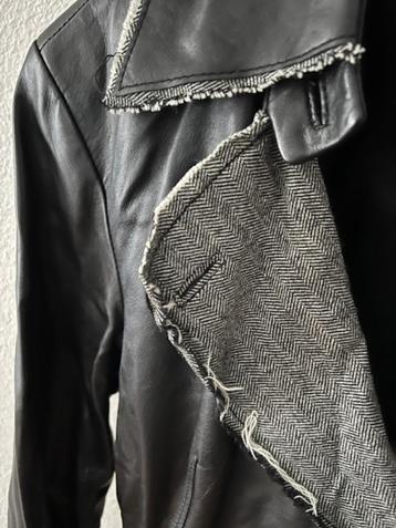 STROKE kort zwart jasje leer met stof afgezet 44 valt als 42 beschikbaar voor biedingen