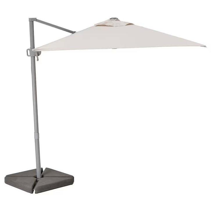 SVALÖN zweefparasol 300 x 200 cm beige – inclusief platen, Tuin en Terras, Parasols, Zo goed als nieuw, Zweefparasol, 2 tot 3 meter