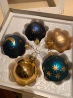 Blauwe goud kerstballen maan sterren, Diversen, Ophalen of Verzenden, Zo goed als nieuw