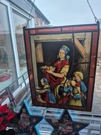 Glas in lood raam met vrouw en kinderen, Antiek en Kunst, Ophalen of Verzenden