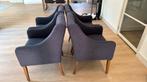 4 stoffen eetkamerstoelen in donkerblauw, Huis en Inrichting, Stoelen, Ophalen, Gebruikt, Blauw, Vier