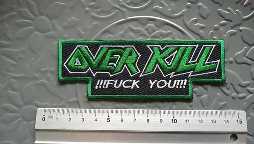 Overkill  erg mooie fuck you patch o20 13 x 4.5 cm, Verzamelen, Muziek, Artiesten en Beroemdheden, Nieuw, Kleding, Verzenden