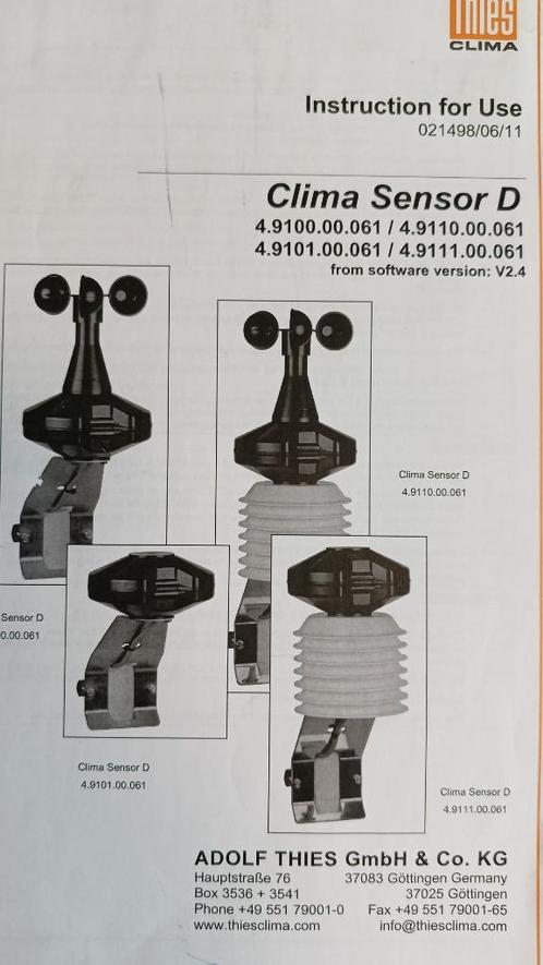 Thies Clima Sensor D 4.9110.00.061 – prof. weerstation, Audio, Tv en Foto, Weerstations en Barometers, Zo goed als nieuw, Weerstation