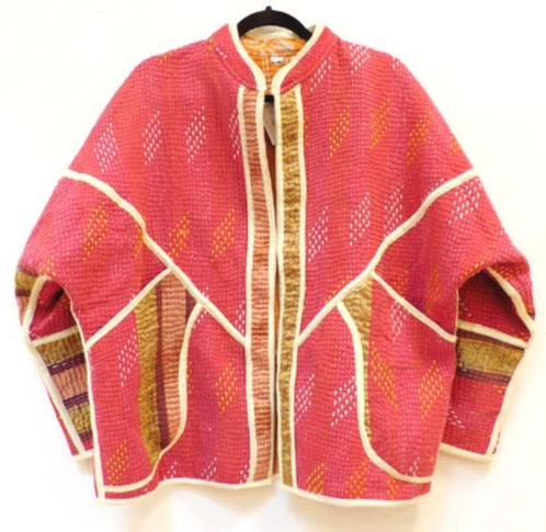Kantha damesjas India Bohemian 2zijdig draagbaar nieuw, Kleding | Dames, Jassen | Zomer, Nieuw, Maat 42/44 (L), Oranje, Ophalen of Verzenden