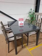 Demo model Gabriel tafel 150x90 + 4x Burela stapelstoel, Ophalen, Nieuw, 75 tot 100 cm, Minder dan 150 cm