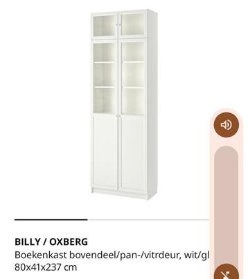 Ikea Billy Oxberg bovendelen vitrinekast 4 stuks