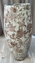 Grote PTMD vaas met bloemenpatroon, Ophalen, 50 tot 75 cm, Wit, Aardewerk of Porselein
