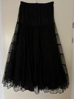 gothic rok lang zwart 3 laags wijduitlopend Raven S-XL, Maat 38/40 (M), Zwart, Ophalen of Verzenden, Raven