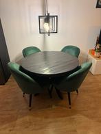 Mangohouten ronde eettafel 120cm + Richmond Julius stoelen, Huis en Inrichting, Tafels | Eettafels, Gebruikt, Rond, Ophalen of Verzenden