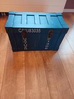 Blauwe Kist met Opdruk - 52x25x32 cm, Huis en Inrichting, Woonaccessoires | Kisten, Gebruikt, Minder dan 50 cm, Ophalen of Verzenden