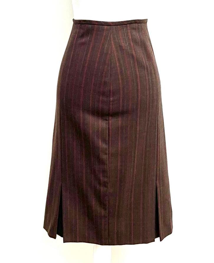 Vintage Hucke bruin gestreepte wollen koker rok maat 38 - M, Kleding | Dames, Rokken, Nieuw, Maat 38/40 (M), Bruin, Ophalen of Verzenden